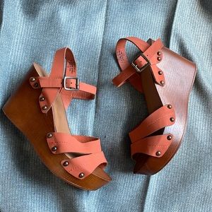 Madden Girl Orange Wedge Strappy Sandals
